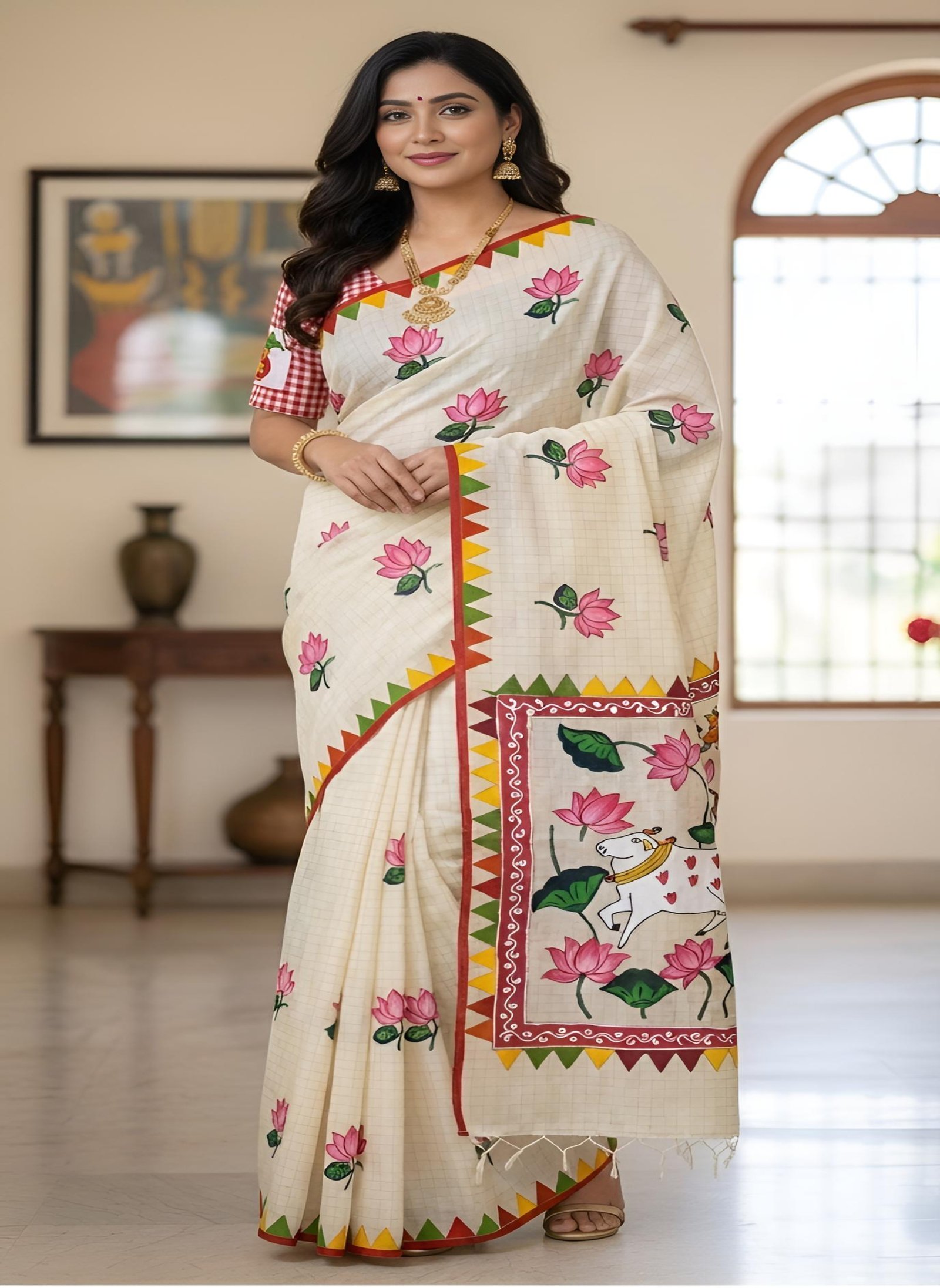 White Taat Saree